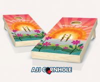 "Geometric Tiles Sunburst" Cornhole Set